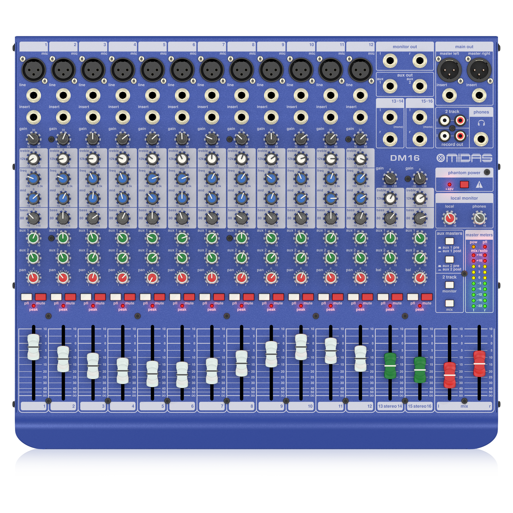 16 Input Analogue Live and Studio Mixer with Midas Microphone Preamplifiers